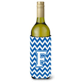 Letter F Chevron Blue And White Wine Bottle Beverage Insulator Hugger Cj1045-Fliterk