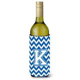 Letter K Chevron Blue And White Wine Bottle Beverage Insulator Hugger Cj1045-Kliterk