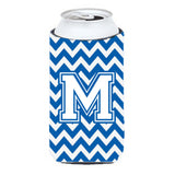 Letter M Chevron Blue And White Tall Boy Beverage Insulator Hugger Cj1045-Mtbc