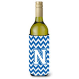 Letter N Chevron Blue And White Wine Bottle Beverage Insulator Hugger Cj1045-Nliterk