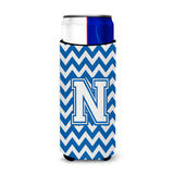 Letter N Chevron Blue And White Ultra Beverage Insulators For Slim Cans Cj1045-Nmuk