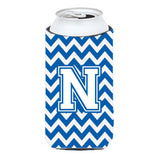 Letter N Chevron Blue And White Tall Boy Beverage Insulator Hugger Cj1045-Ntbc