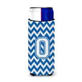 Letter O Chevron Blue And White Ultra Beverage Insulators For Slim Cans Cj1045-Omuk