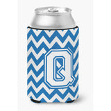 Caroline'S Treasures Cj1045-Qcc Letter Q Chevron Blue And White Can Or Bottle Hugger, Multicolor