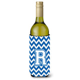 Letter R Chevron Blue And White Wine Bottle Beverage Insulator Hugger Cj1045-Rliterk