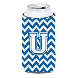 Letter U Chevron Blue And White Tall Boy Beverage Insulator Hugger Cj1045-Utbc