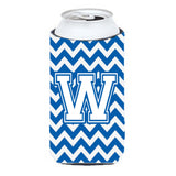 Letter W Chevron Blue And White Tall Boy Beverage Insulator Hugger Cj1045-Wtbc
