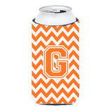 Letter G Chevron Orange And White Tall Boy Beverage Insulator Hugger Cj1046-Gtbc