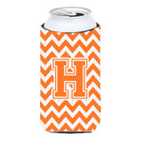 Letter H Chevron Orange And White Tall Boy Beverage Insulator Hugger Cj1046-Htbc