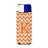 Letter K Chevron Orange And White Ultra Beverage Insulators For Slim Cans Cj1046-Kmuk