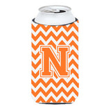 Letter N Chevron Orange And White Tall Boy Beverage Insulator Hugger Cj1046-Ntbc