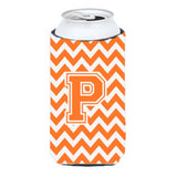 Letter P Chevron Orange And White Tall Boy Beverage Insulator Hugger Cj1046-Ptbc