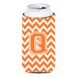 Letter Q Chevron Orange And White Tall Boy Beverage Insulator Hugger Cj1046-Qtbc