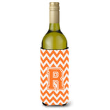 Letter R Chevron Orange And White Wine Bottle Beverage Insulator Hugger Cj1046-Rliterk