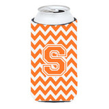 Letter S Chevron Orange And White Tall Boy Beverage Insulator Hugger Cj1046-Stbc
