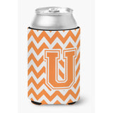 Caroline'S Treasures Cj1046-Ucc Letter U Chevron Orange And White Can Or Bottle Hugger, Multicolor