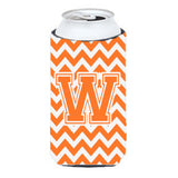Letter W Chevron Orange And White Tall Boy Beverage Insulator Hugger Cj1046-Wtbc