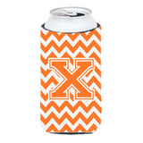 Letter X Chevron Orange And White Tall Boy Beverage Insulator Hugger Cj1046-Xtbc
