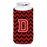 Letter D Chevron Black And Red  Tall Boy Beverage Insulator Hugger Cj1047-Dtbc