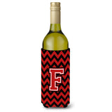 Letter F Chevron Black And Red  Wine Bottle Beverage Insulator Hugger Cj1047-Fliterk