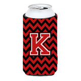 Letter K Chevron Black And Red  Tall Boy Beverage Insulator Hugger Cj1047-Ktbc