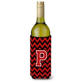 Letter P Chevron Black And Red  Wine Bottle Beverage Insulator Hugger Cj1047-Pliterk