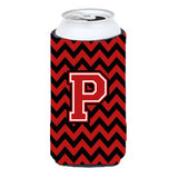 Letter P Chevron Black And Red  Tall Boy Beverage Insulator Hugger Cj1047-Ptbc