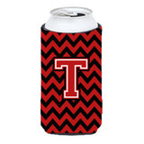 Letter T Chevron Black And Red  Tall Boy Beverage Insulator Hugger Cj1047-Ttbc
