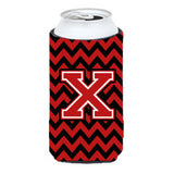 Letter X Chevron Black And Red  Tall Boy Beverage Insulator Hugger Cj1047-Xtbc