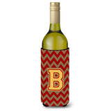 Letter B Chevron Garnet And Gold Wine Bottle Beverage Insulator Hugger Cj1048-Bliterk