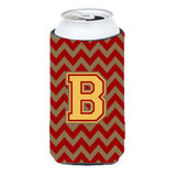 Letter B Chevron Garnet And Gold Tall Boy Beverage Insulator Hugger Cj1048-Btbc