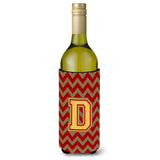 Letter D Chevron Garnet And Gold Wine Bottle Beverage Insulator Hugger Cj1048-Dliterk