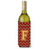 Letter F Chevron Garnet And Gold Wine Bottle Beverage Insulator Hugger Cj1048-Fliterk