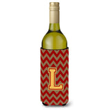 Letter L Chevron Garnet And Gold Wine Bottle Beverage Insulator Hugger Cj1048-Lliterk