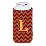 Letter L Chevron Garnet And Gold Tall Boy Beverage Insulator Hugger Cj1048-Ltbc