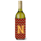 Letter N Chevron Garnet And Gold Wine Bottle Beverage Insulator Hugger Cj1048-Nliterk
