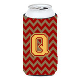 Letter Q Chevron Garnet And Gold Tall Boy Beverage Insulator Hugger Cj1048-Qtbc