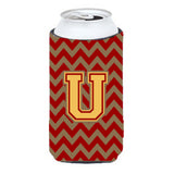 Letter U Chevron Garnet And Gold Tall Boy Beverage Insulator Hugger Cj1048-Utbc