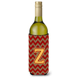Letter Z Chevron Garnet And Gold Wine Bottle Beverage Insulator Hugger Cj1048-Zliterk