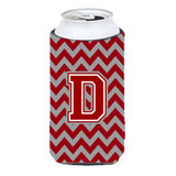 Letter D Chevron Maroon And White Tall Boy Beverage Insulator Hugger Cj1049-Dtbc