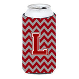 Letter L Chevron Maroon And White Tall Boy Beverage Insulator Hugger Cj1049-Ltbc