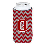 Letter Q Chevron Maroon And White Tall Boy Beverage Insulator Hugger Cj1049-Qtbc