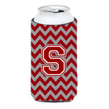 Letter S Chevron Maroon And White Tall Boy Beverage Insulator Hugger Cj1049-Stbc