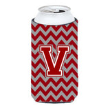 Letter V Chevron Maroon And White Tall Boy Beverage Insulator Hugger Cj1049-Vtbc