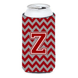 Letter Z Chevron Maroon And White Tall Boy Beverage Insulator Hugger Cj1049-Ztbc