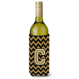 Letter C Chevron Black And Gold Wine Bottle Beverage Insulator Hugger Cj1050-Cliterk