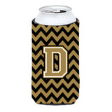 Letter D Chevron Black And Gold Tall Boy Beverage Insulator Hugger Cj1050-Dtbc