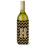 Letter H Chevron Black And Gold Wine Bottle Beverage Insulator Hugger Cj1050-Hliterk