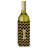 Letter I Chevron Black And Gold Wine Bottle Beverage Insulator Hugger Cj1050-Iliterk