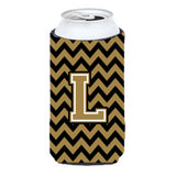 Letter L Chevron Black And Gold Tall Boy Beverage Insulator Hugger Cj1050-Ltbc